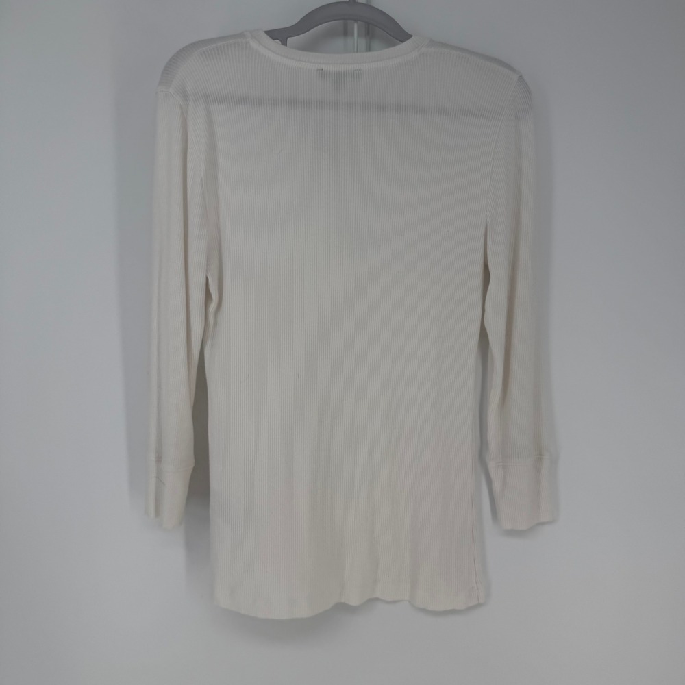 J.Crew Henley Top Womens Small Ivory Ribbed Long Sleeve Re-Imagined Basic - Picture 4 of 8